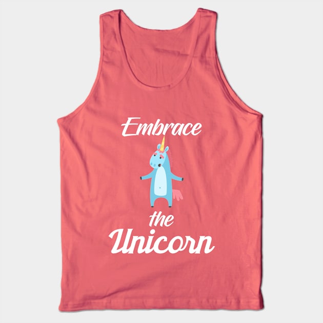 Cute & Funny Hugs And Love Happy Embrace The Unicorn Feel Good Gift Idea Tank Top by BigRaysTShirts